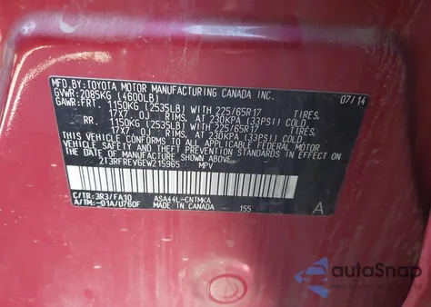 2014 Toyota Rav4 Xle from USA, damaged, VIN 2T3RFREV6EW215965